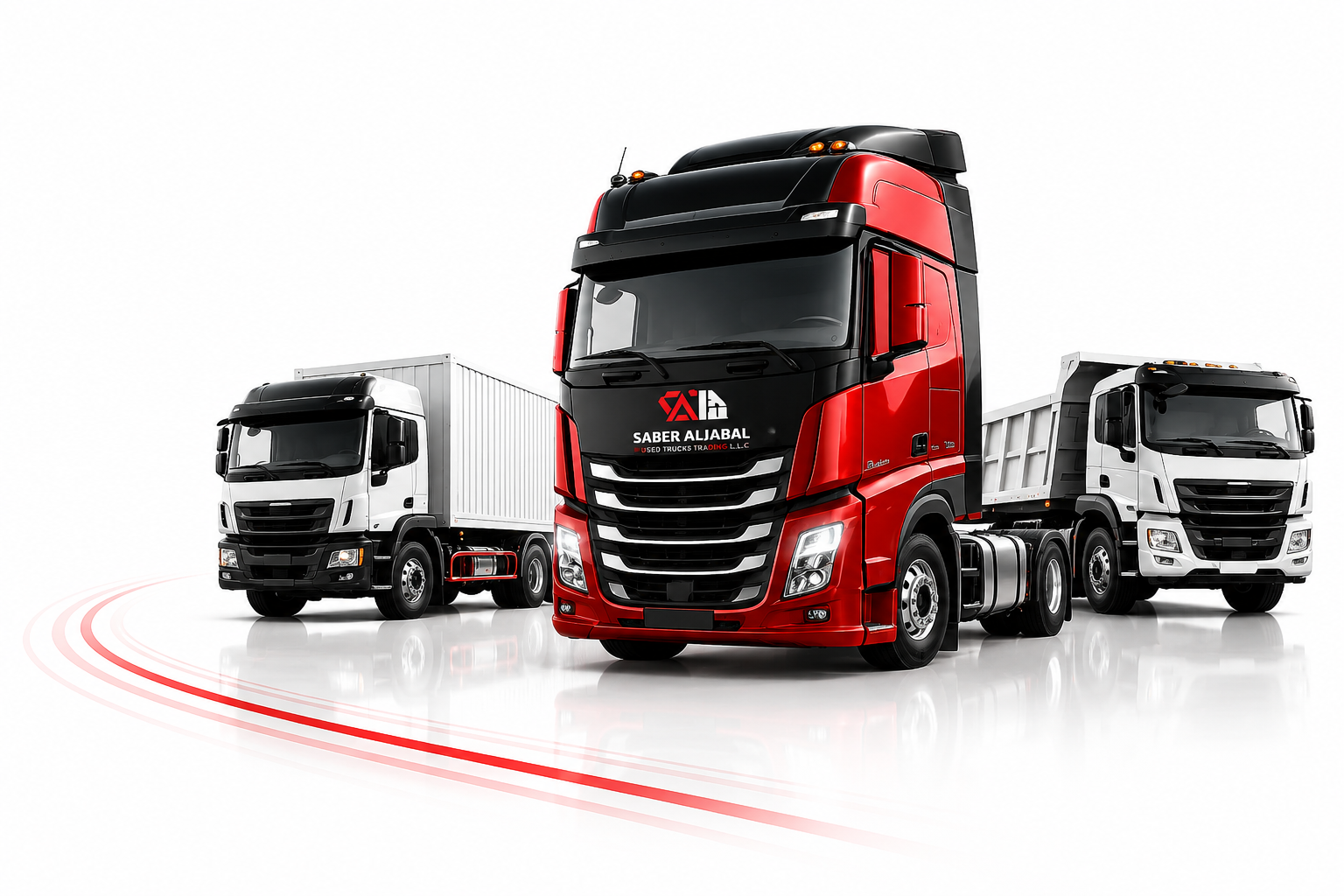 Saber Aljabali premium used trucks — semi truck, box truck, and tipper fleet